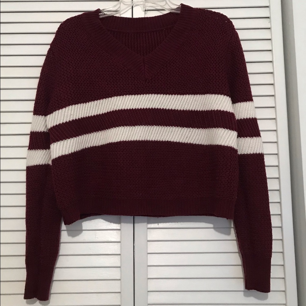 ZAFUL Juniors Burgundy Crop Sweater Size S/M